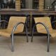 Paire de fauteuils en métal et bois 1950