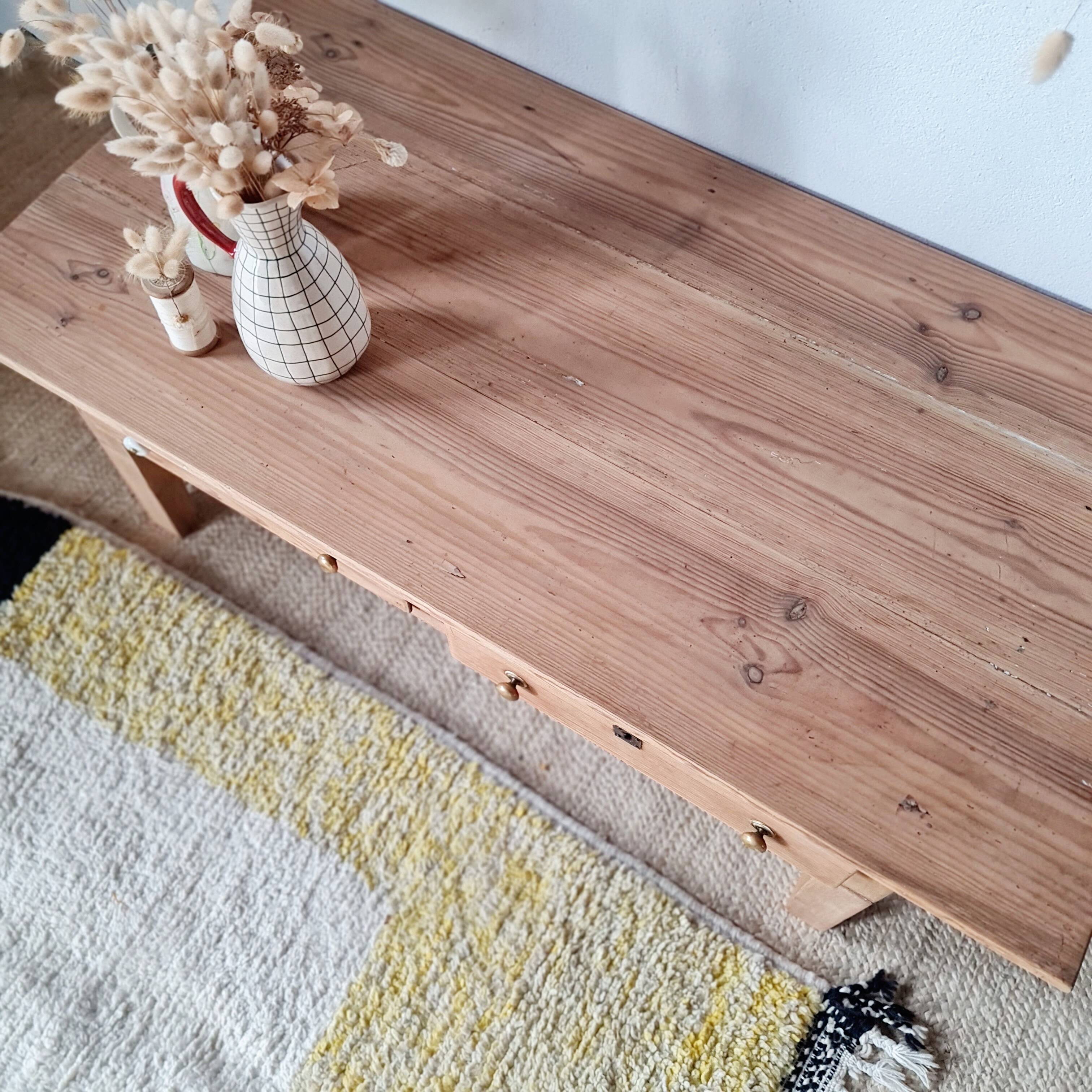 Table de ferme basse en bois 2 tiroirs
