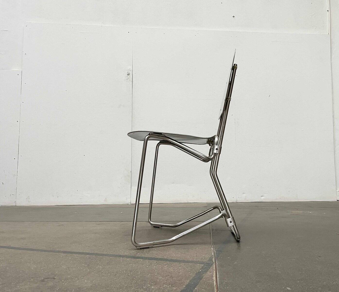 Stackable folding chair in space age style from the mid-century by Armin Wirth for Aluflex, 1960s, set of 3.