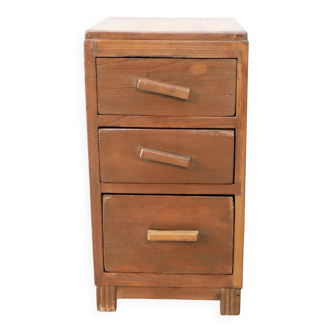 Art Deco bedside table in Burmese teak