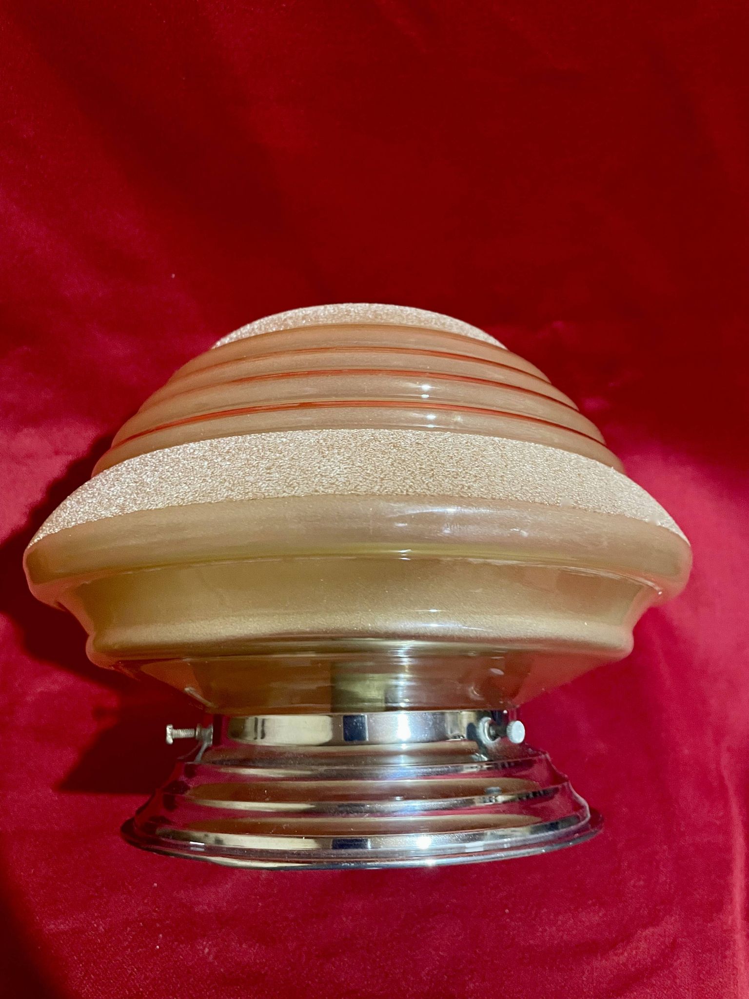 Vintage lamp or ceiling light, pink and gold granite glass, 50s/60s