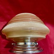 Vintage lamp or ceiling light, pink and gold granite glass, 50s/60s