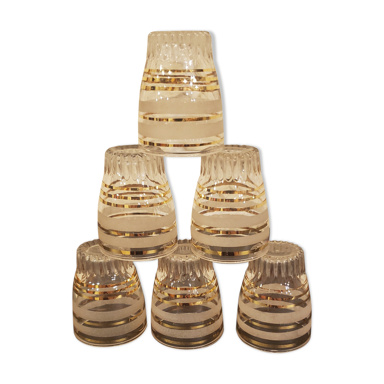 Set of 6 gilded glasses and granitas