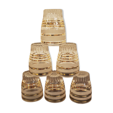 Set of 6 gilded glasses and granitas