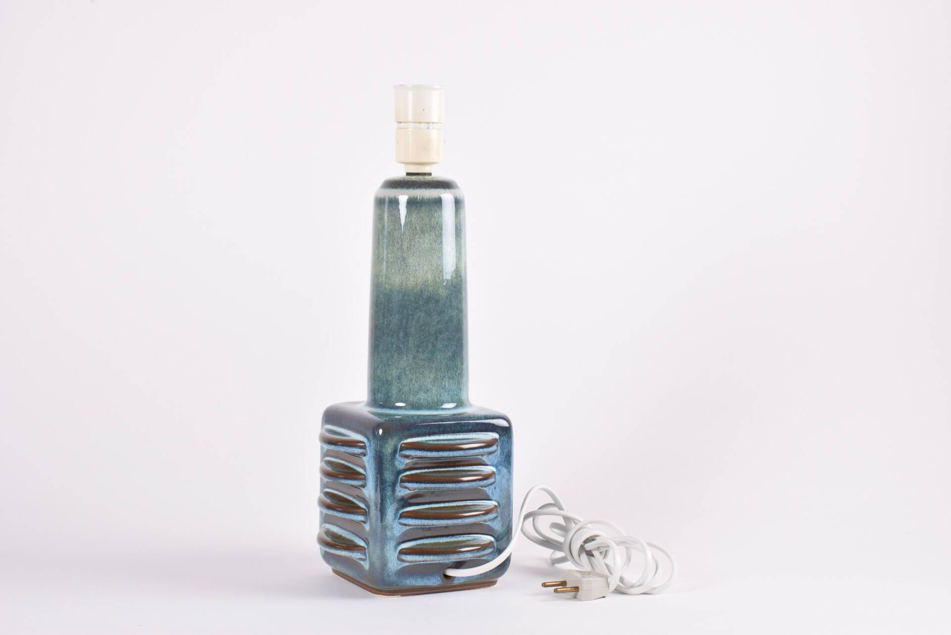 Sculptural table lamp Søholm blue green brown, modern Danish from the 1960s.
