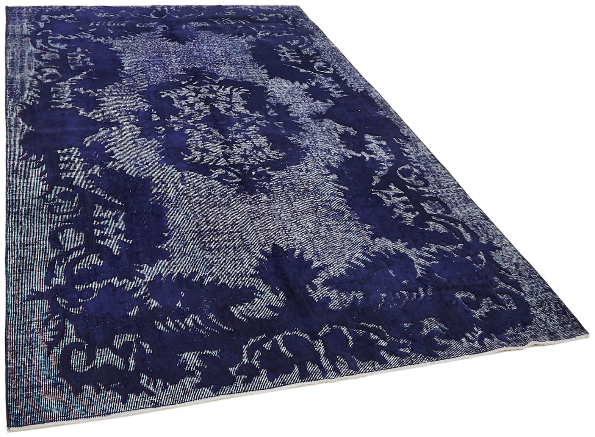 Hand-Knotted Vintage Turkish 1980s 183 cm x 279 cm Blue Rug