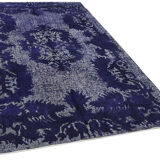 Hand-Knotted Vintage Turkish 1980s 183 cm x 279 cm Blue Rug