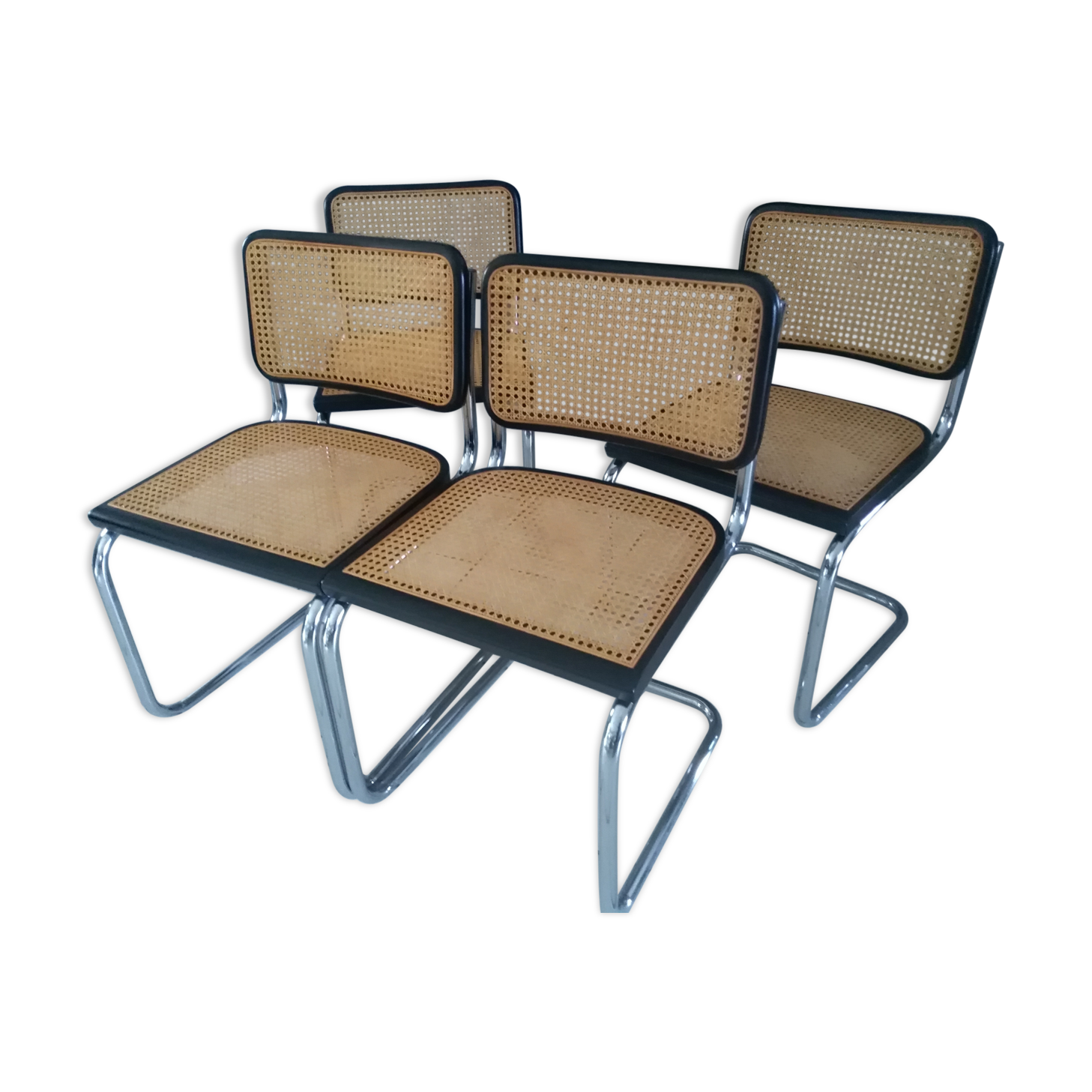 Suite of 4 chairs Cesca B32 by Marcel Breuer vintage year 1992