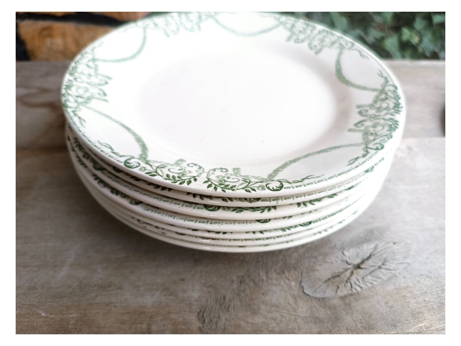 Six earthenware plates Napoleon, Creil and Montereau