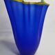 Vase handkerchief in vintage Murano glass, cobalt blue with yellow edging, 80s, 30 cm