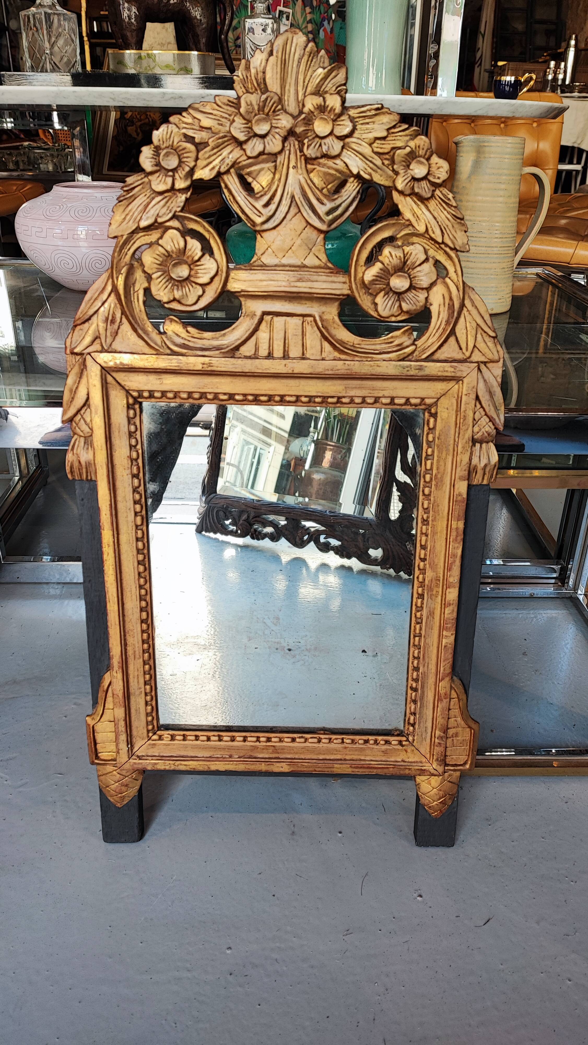 Louis XIV mirror in carved gilded wood, 18th century - 75 cm