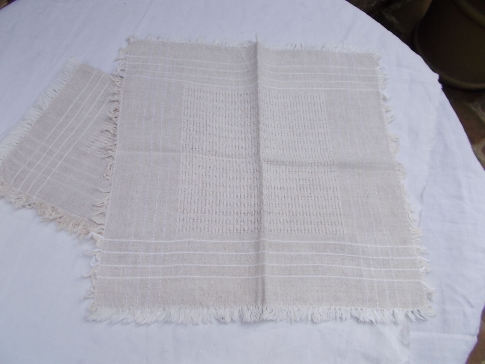 Set of 2 vintage white ecru towels