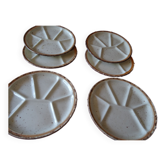 Assiettes à fondue ou  crudités en faïence de gien