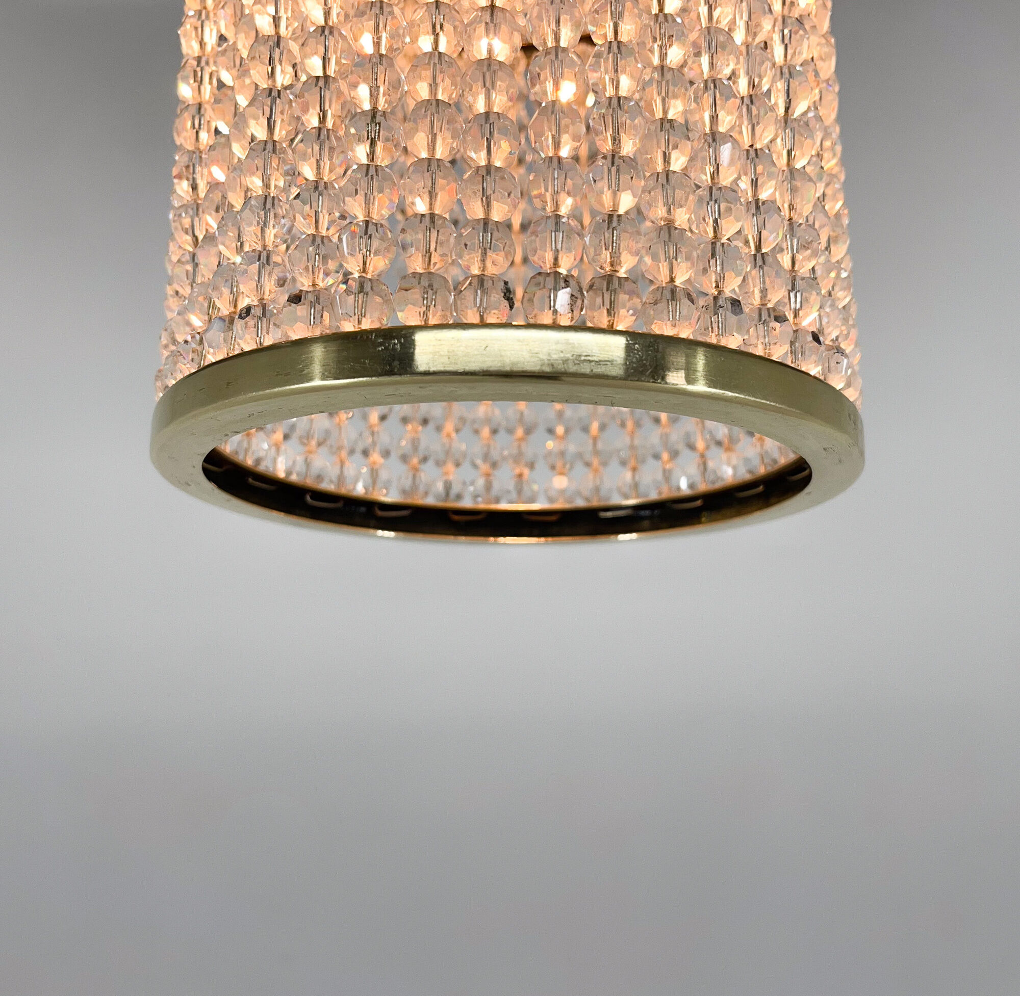 1960s brass & crytal chandelier by Preciosa Glassworks, Czechoslovakia