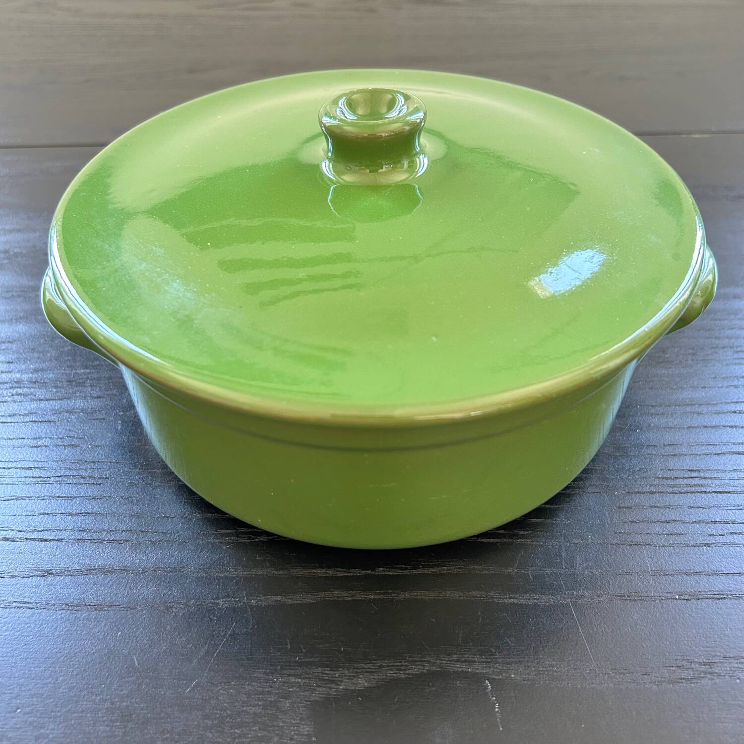 Green ceramic soup tureen