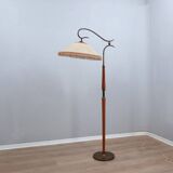 Osvaldo Borsani adjustable floor lamp brass & cherry wood 1950s