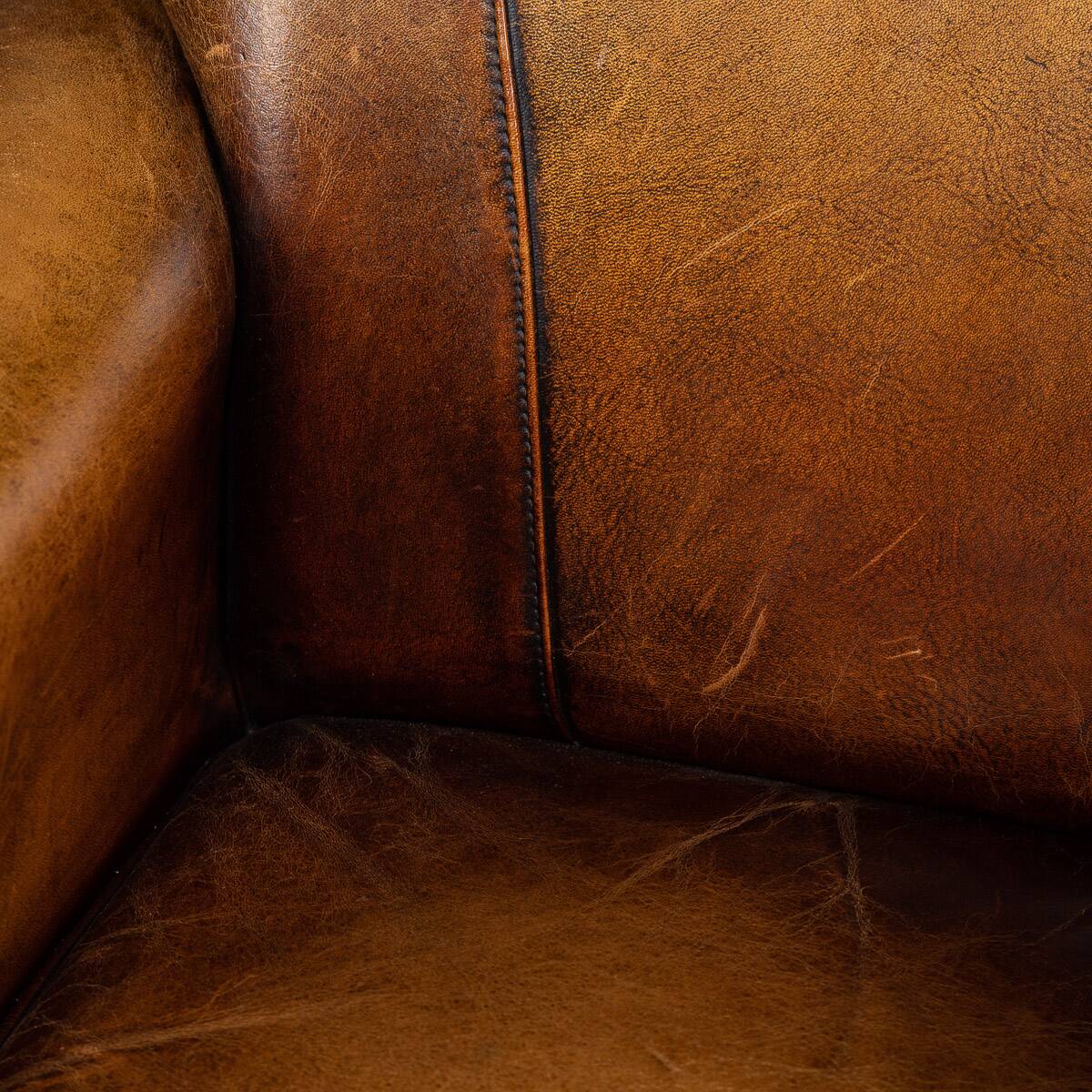 Vintage 20thc pair of dutch leather club chairs c.1980