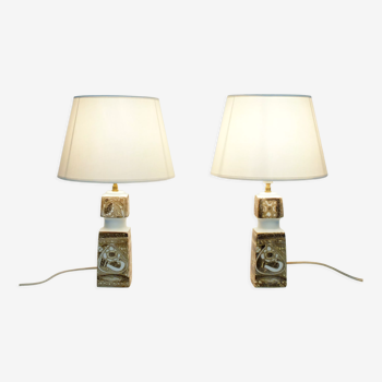 Pair of Danish ceramic lamps, design Nils Thorsson for Fog&Morup, Royal Copenhagen