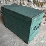 Patinated green wooden chest