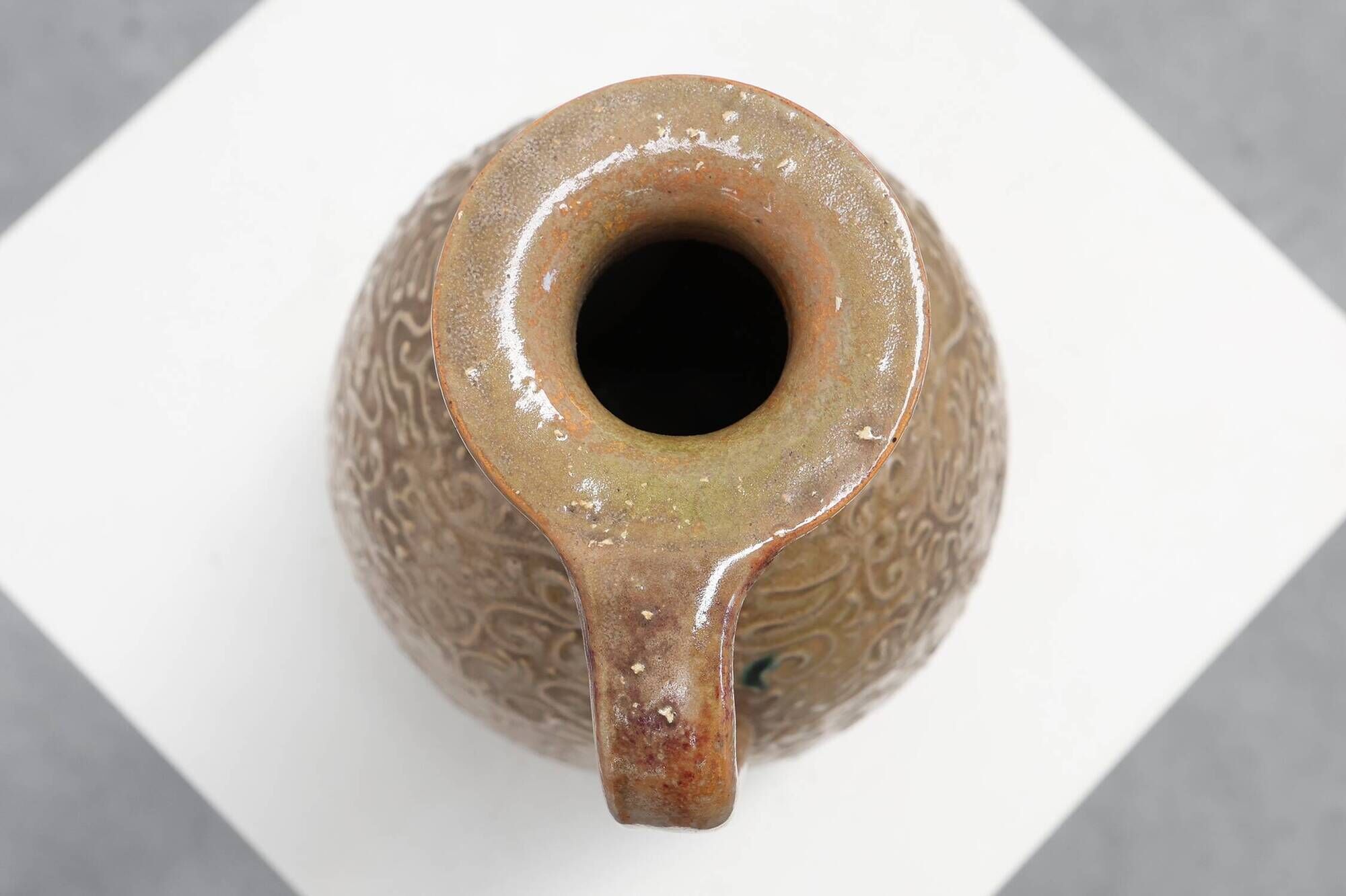 Perignem Salt-Glazed Stoneware Jug with Relief Decoration, Belgium, 1960s