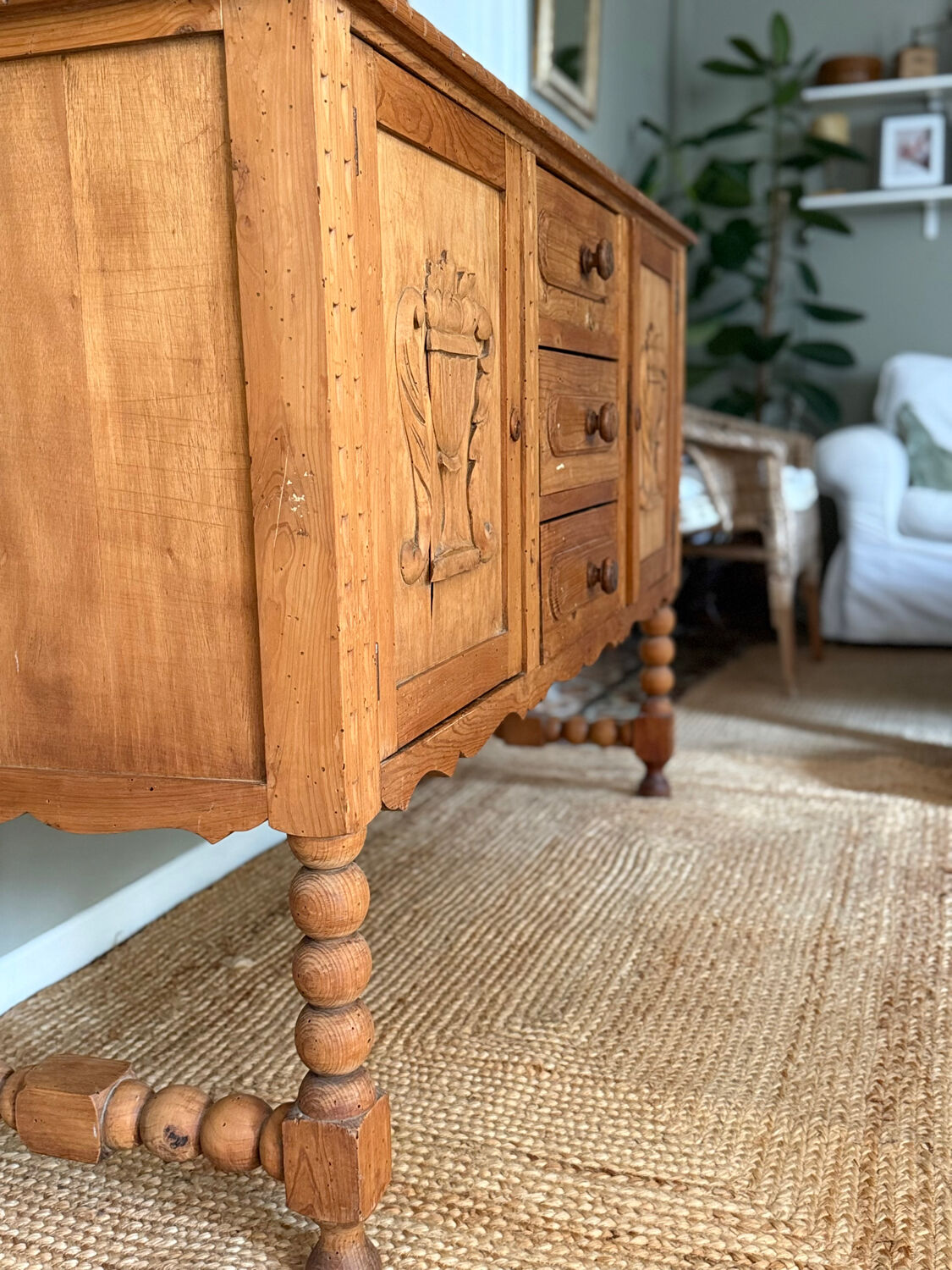 Carved wooden sideboard