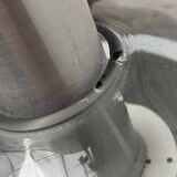 Suspended globe lamp in aluminium and glass in German Space style from the 1960s mid-century by Doria.