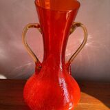 Crackled glass vase