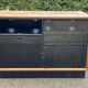 Vintage wood and black glass TV cabinet buffet