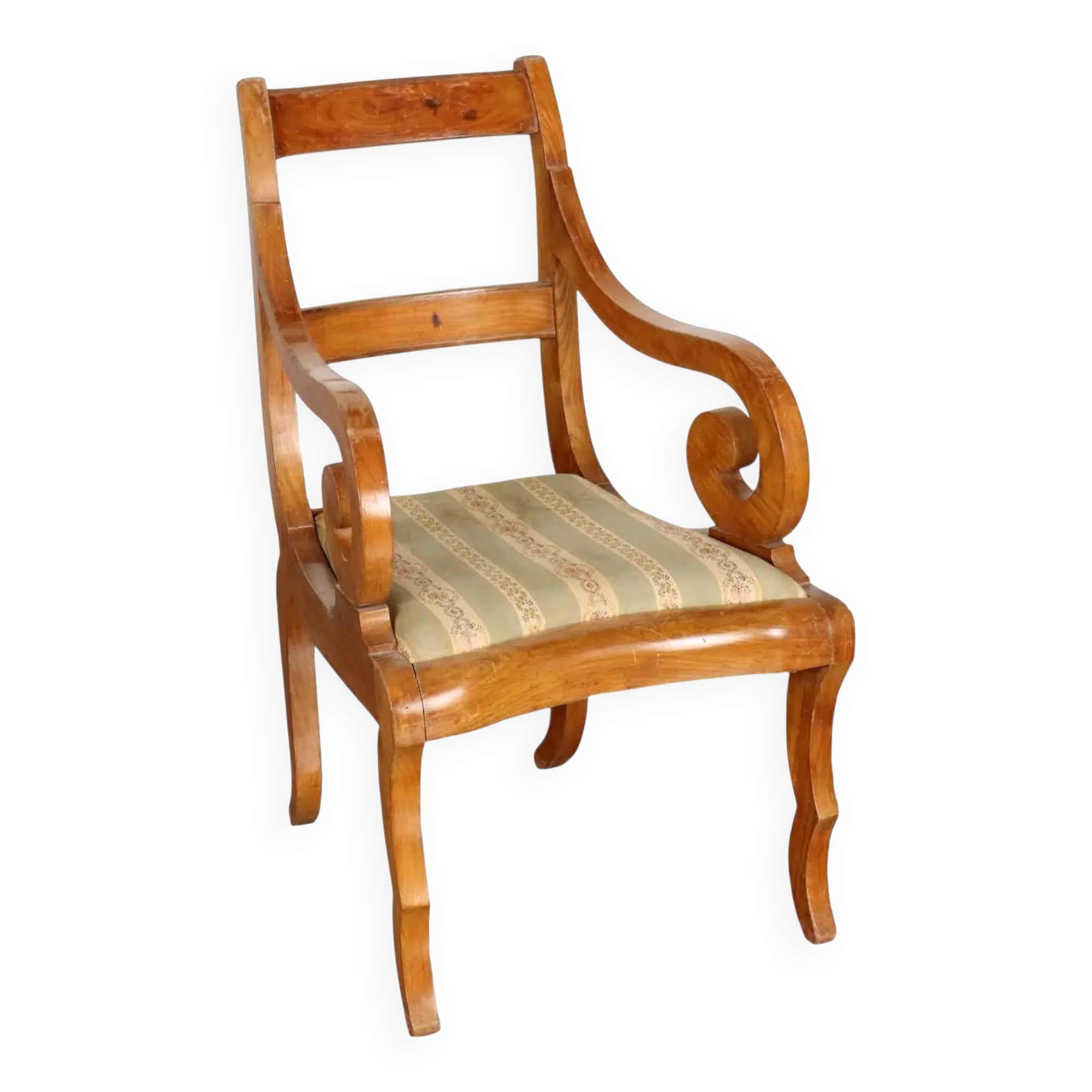 Louis-Philippe antique armchair in cherry wood, Italy, 19th century