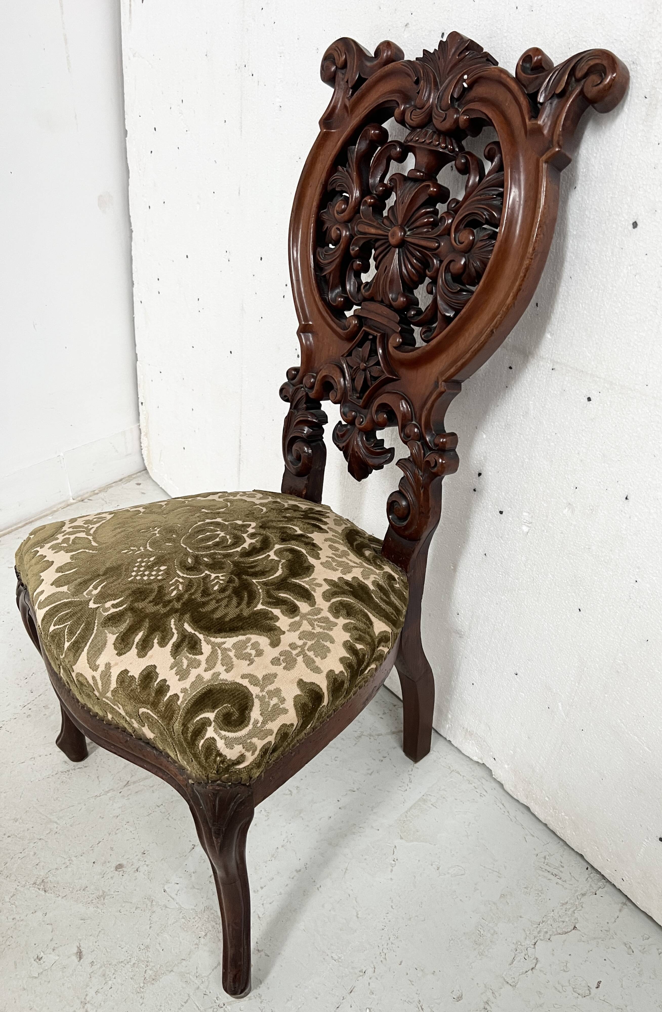 Chaise Chauffeuse d'époque Napoléon III en Acajou XIX siècle