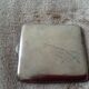 Old sterling silver cigarette case with Japanese decor