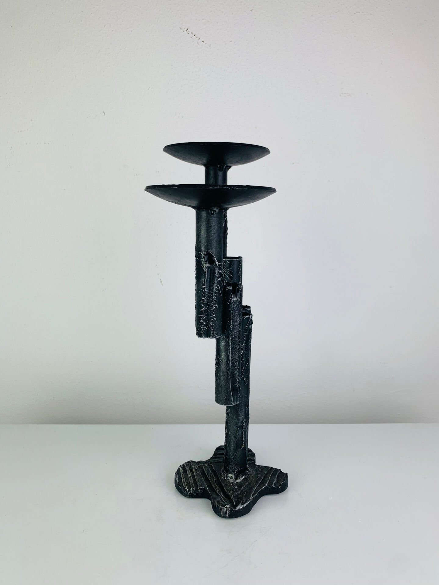 Brutalist iron candlestick, vintage