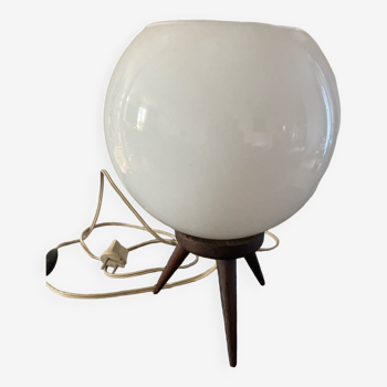 Vintage suede opaline table lamp