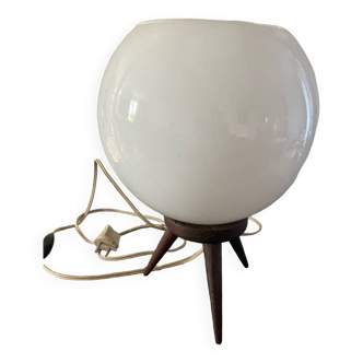 Lampe de table opaline vintage suede