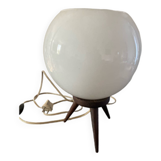 Vintage suede opaline table lamp