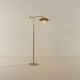 Italian swing arm brass floor lamp with marble base, 1970s