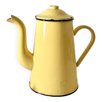 Old vintage yellow enamel coffee pot