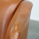 Cowhide leather wingback armchair