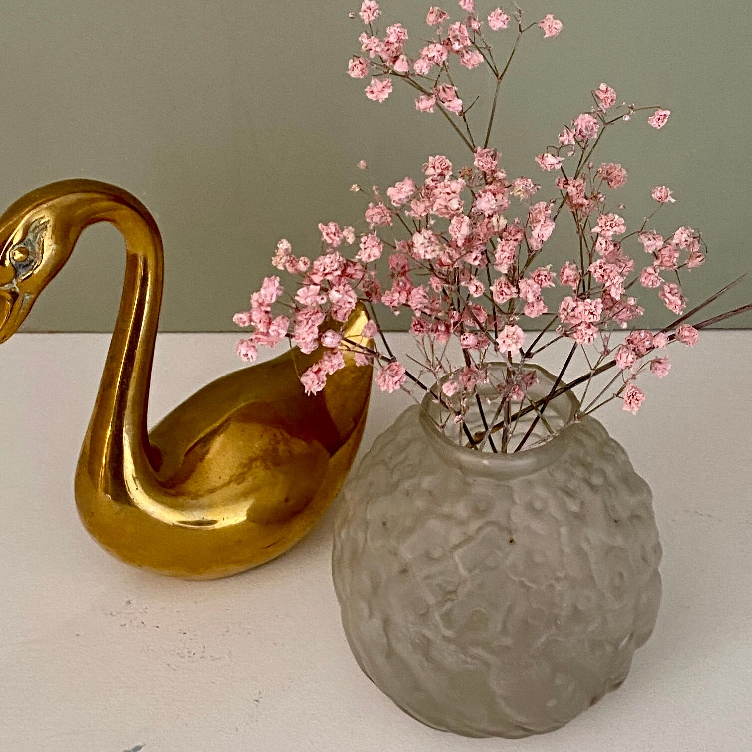 Vintage art deco vase in frosted glass