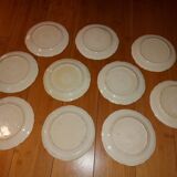 10 dessert plates painted decorated with flowers, insects (all different)
