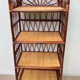 Vintage rattan bookcase shelf