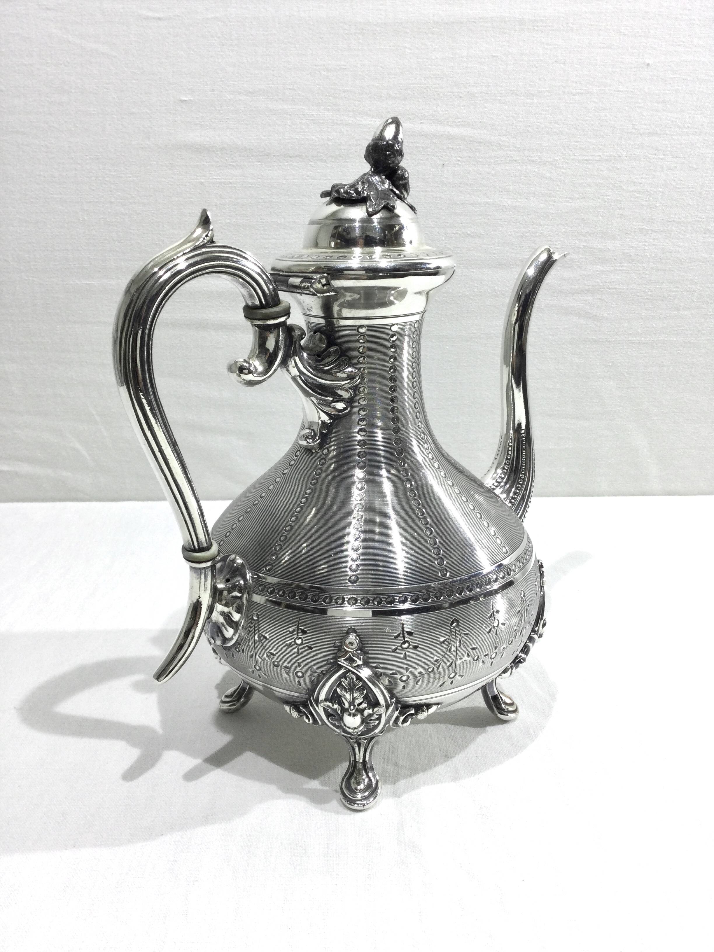 Silver metal teapot