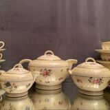 Complete tea set in Limoges porcelain signed Lanternier teapot cup