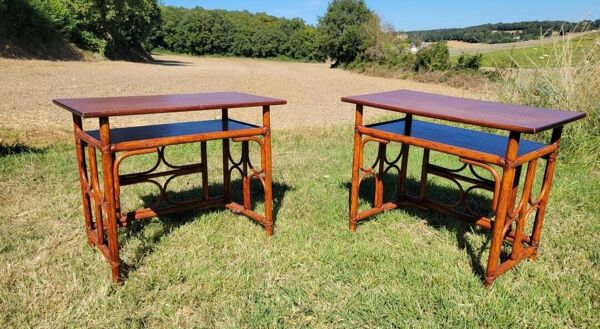 Bureau en bambou et rotin