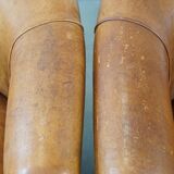Set of 2 sheep leather club chairs in a cognac color