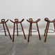 Vintage Sergio Rodrigues style bar stool, solid wood saddle stool, Brazilian modern