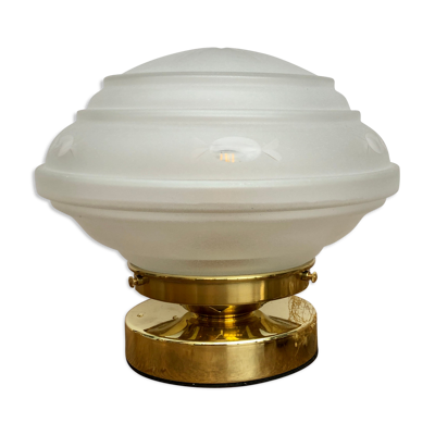 Lampe à poser globe vintage en verre dépoli
