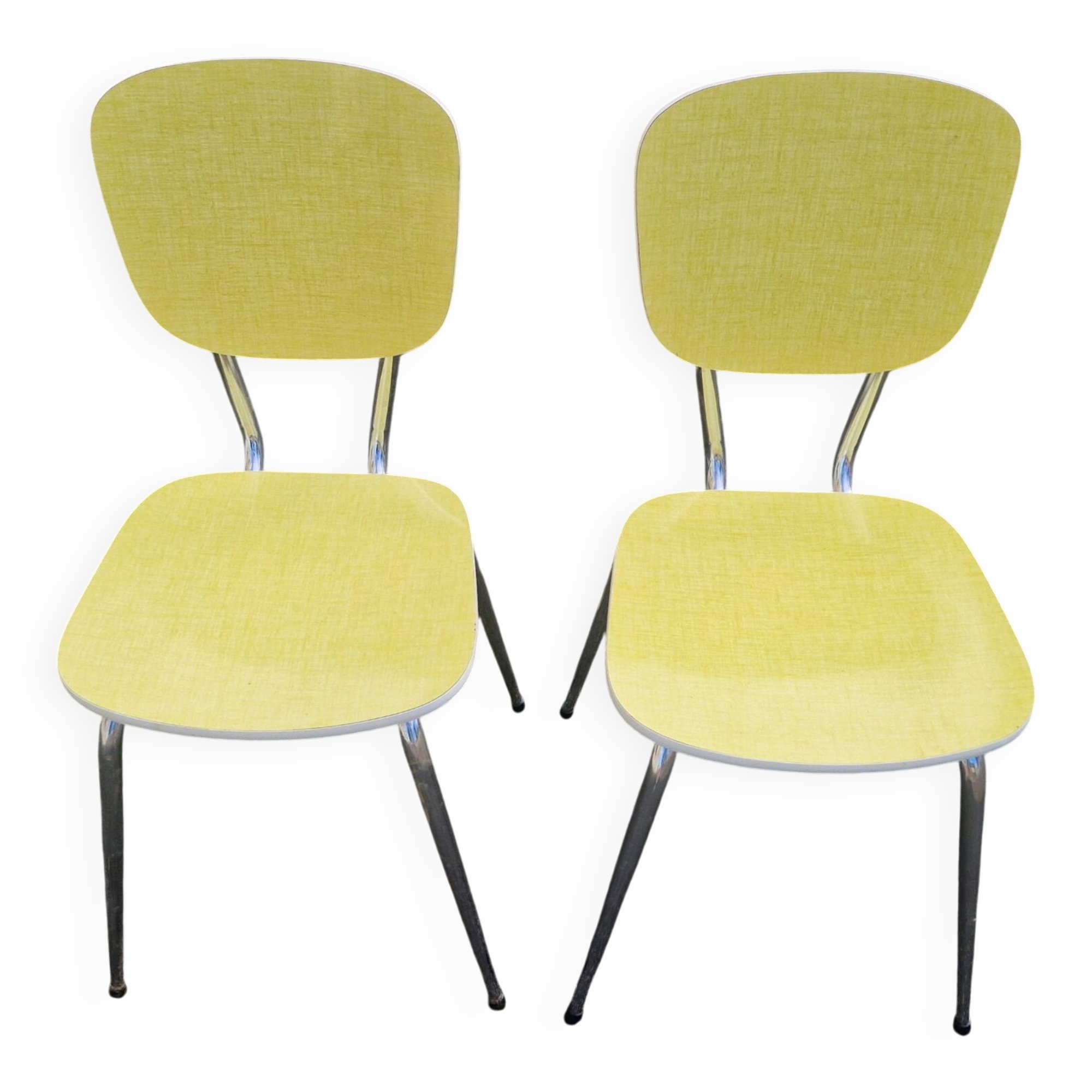 pair of yellow Formica chairs