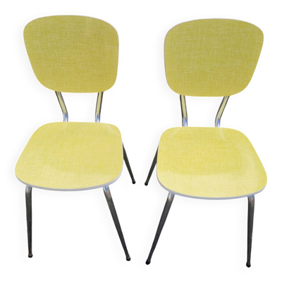 Paire de chaises en formica jaune