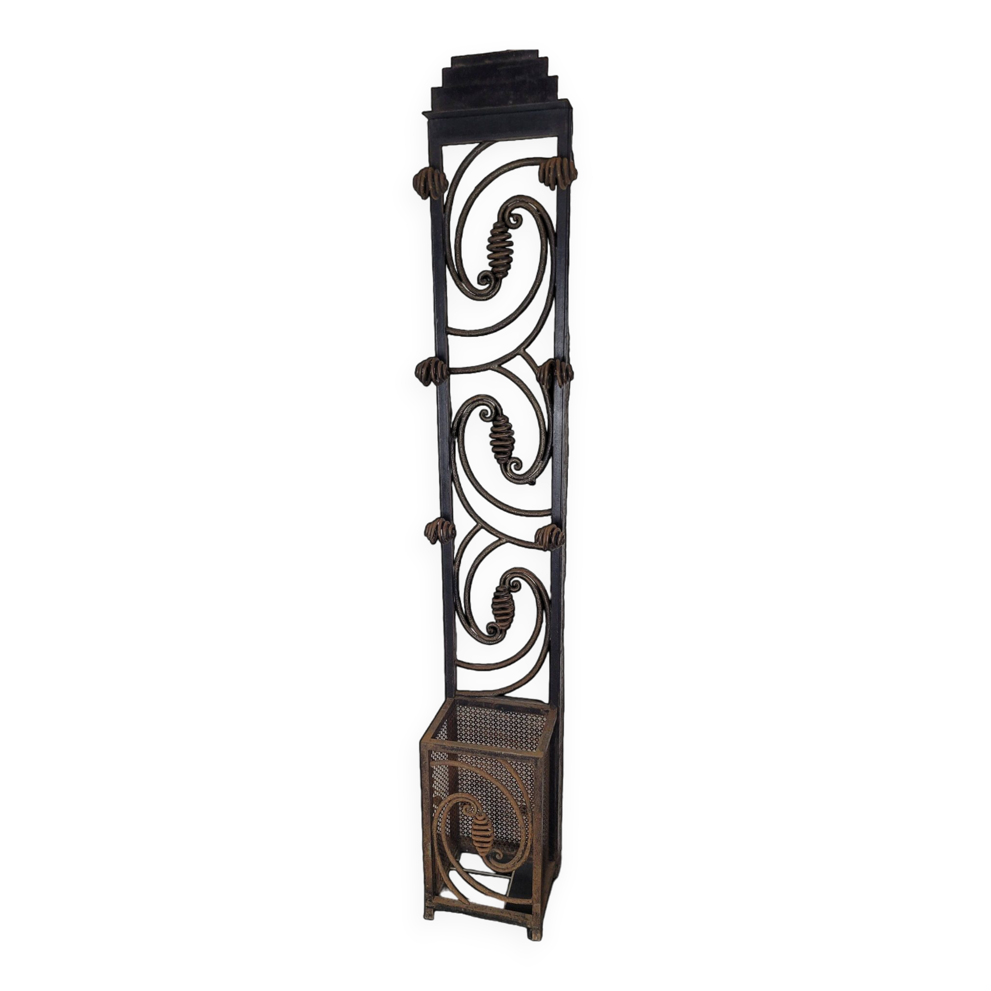 Art deco wrought iron coat rack from the 1930s